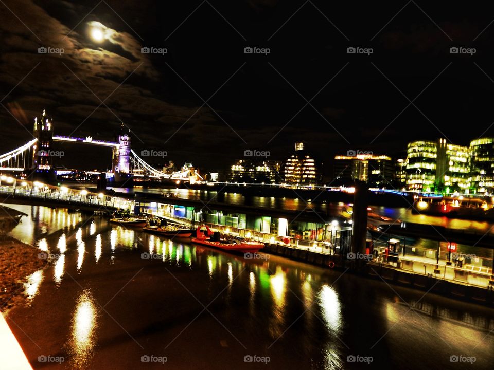 Tower bridge in moon light