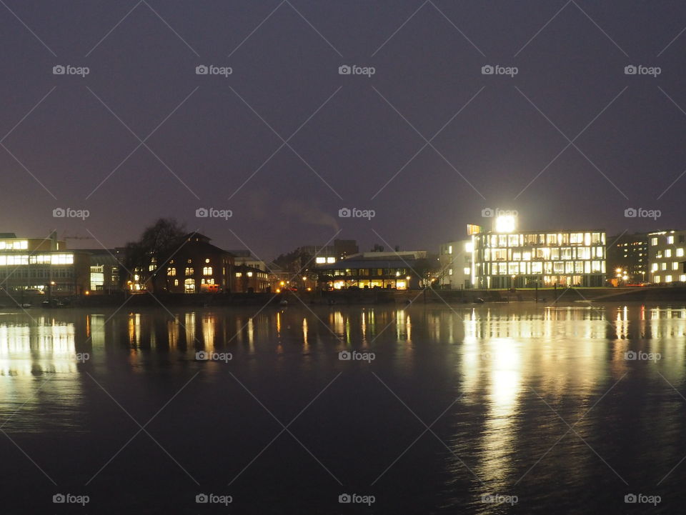 reflection of lightnings at lake Constance