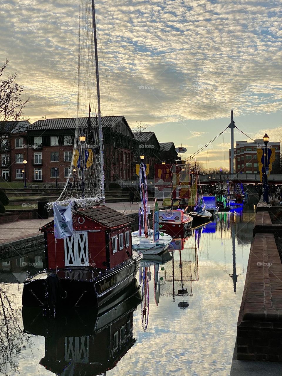 Annual boat display along Carroll Creek in Frederick Maryland