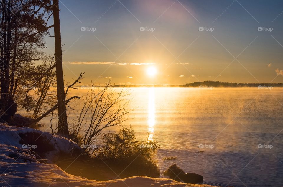 Beautiful sunset over idyllic sea