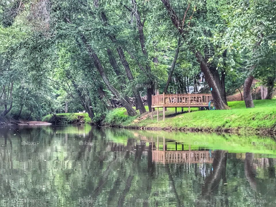 View of reflections from our kayaks