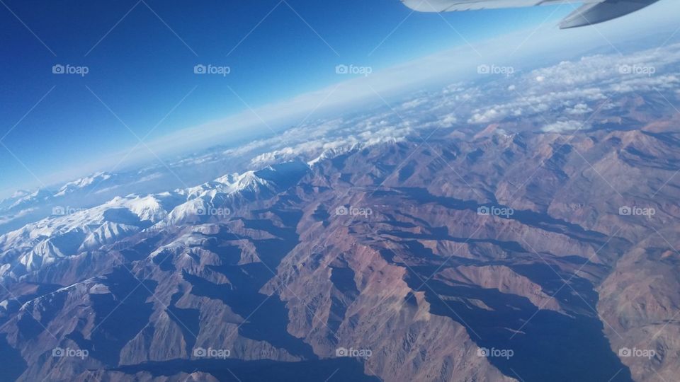 vista aérea cordillera de Los Andes