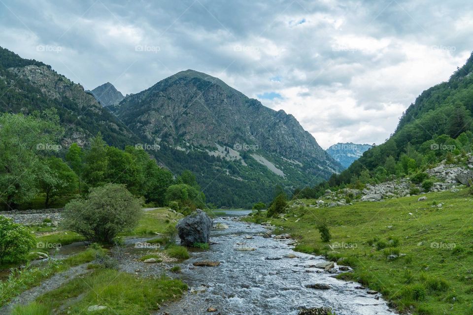 beautiful river in pyrenees