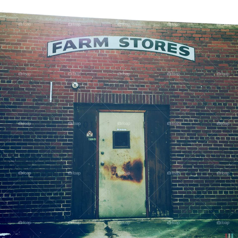 Back door. Abandoned farm store 