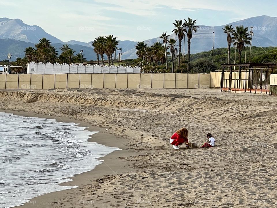 Playing near the sea