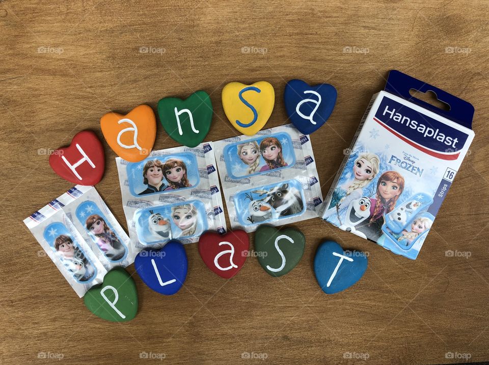 Frozen  plasters by Hansaplast with colored letters