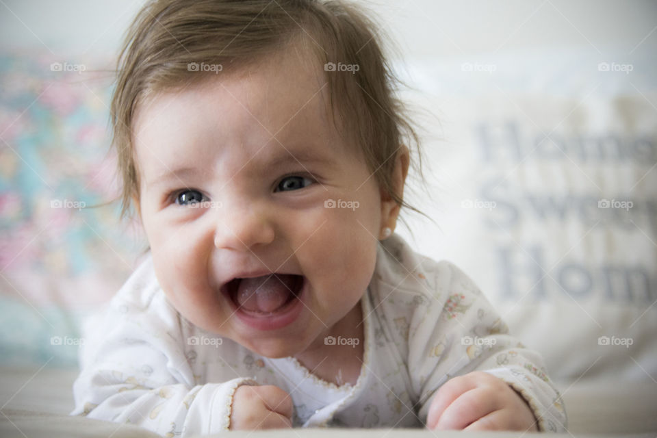 Cute baby with mouth open