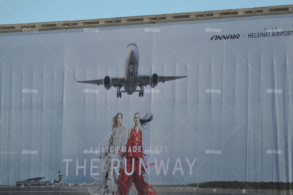 wall with airplane painted on it.