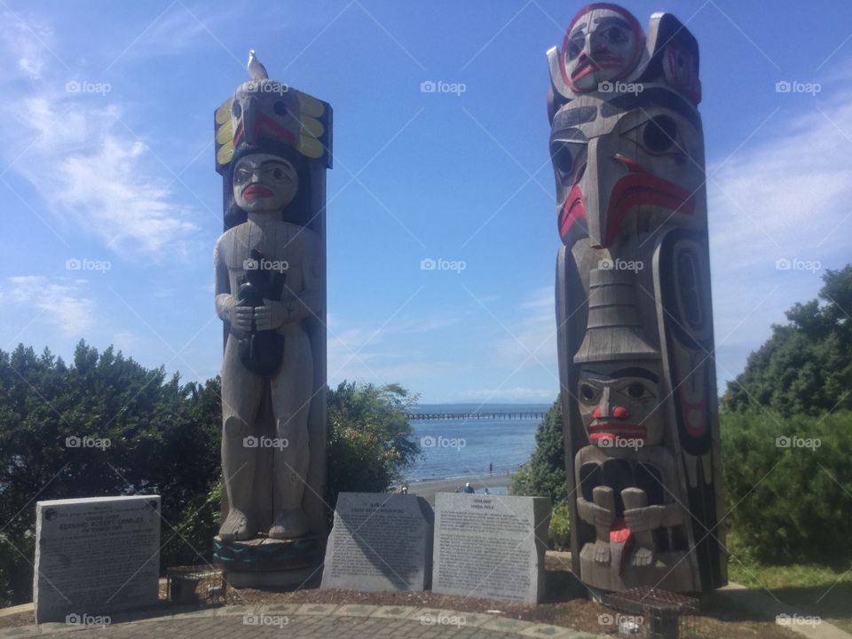 Totem Poles in White Rock, British Columbia, Canada 