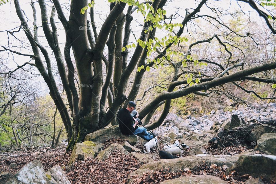 Family out climbing and enjoying an adventure