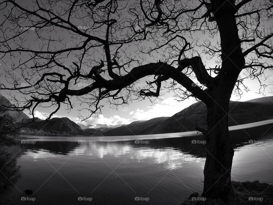 A Black & White Image Of Ennerdale Water In The Lake District Cumbria 