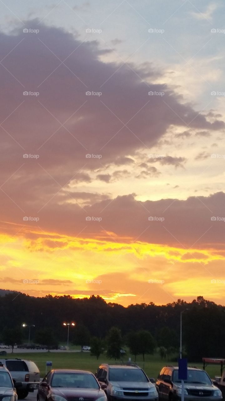 morning sunrise. in the parking lot at work in the morning