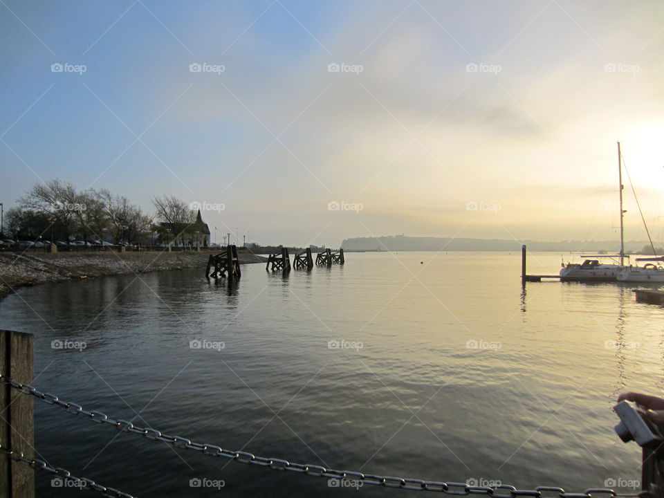 Water, Pier, Sunset, Sea, Reflection