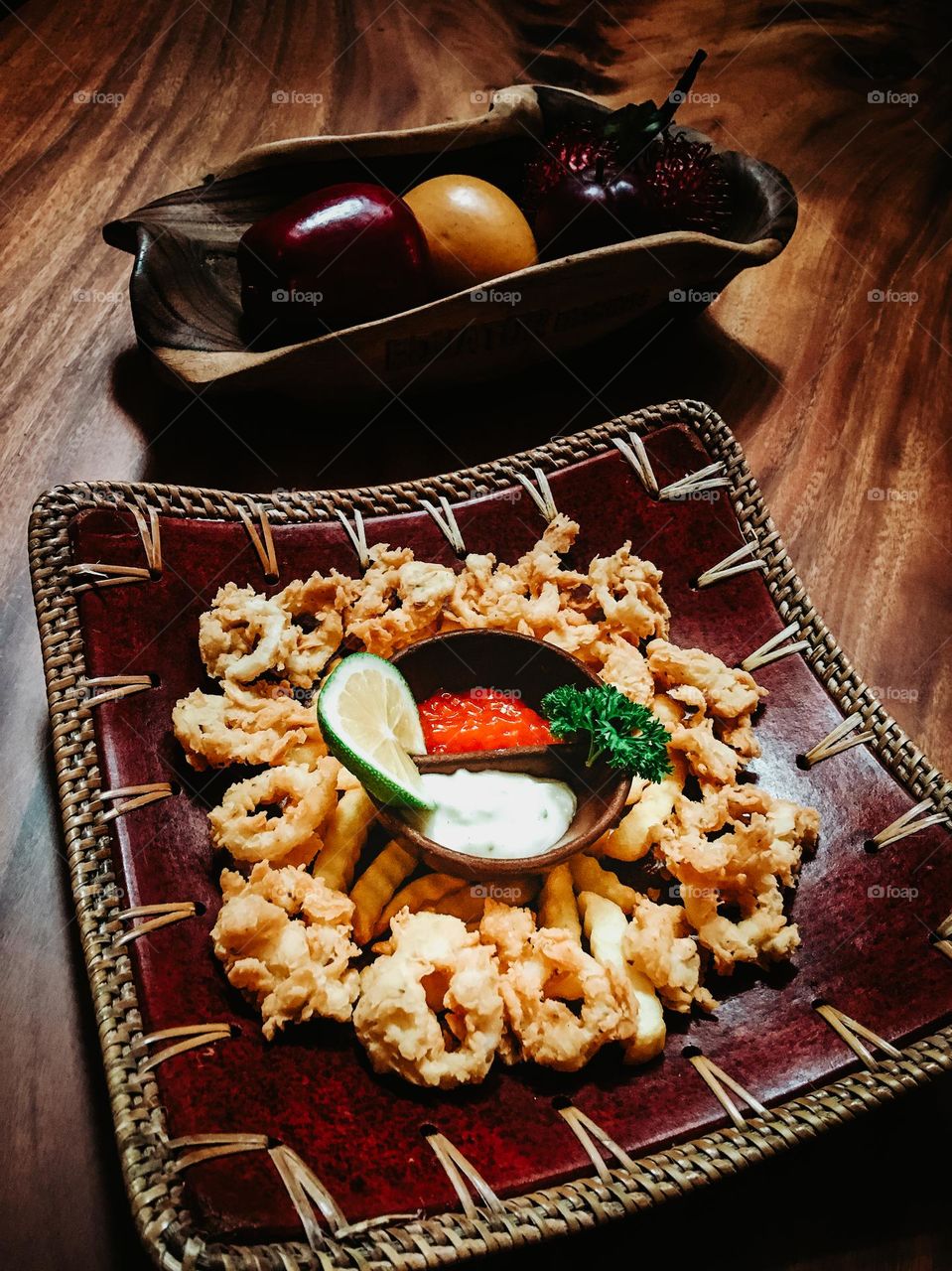 Onion ring on the table