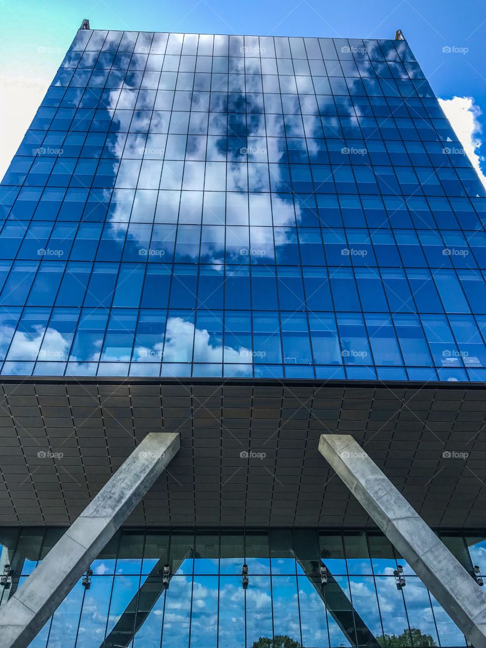 Skyscrapers with reflections of the clouds 