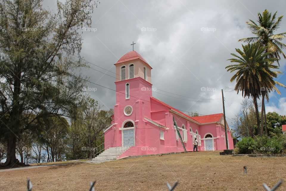 Pink church in Antigua carribean