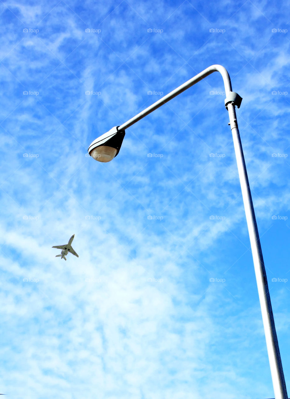 Worm eye view street light