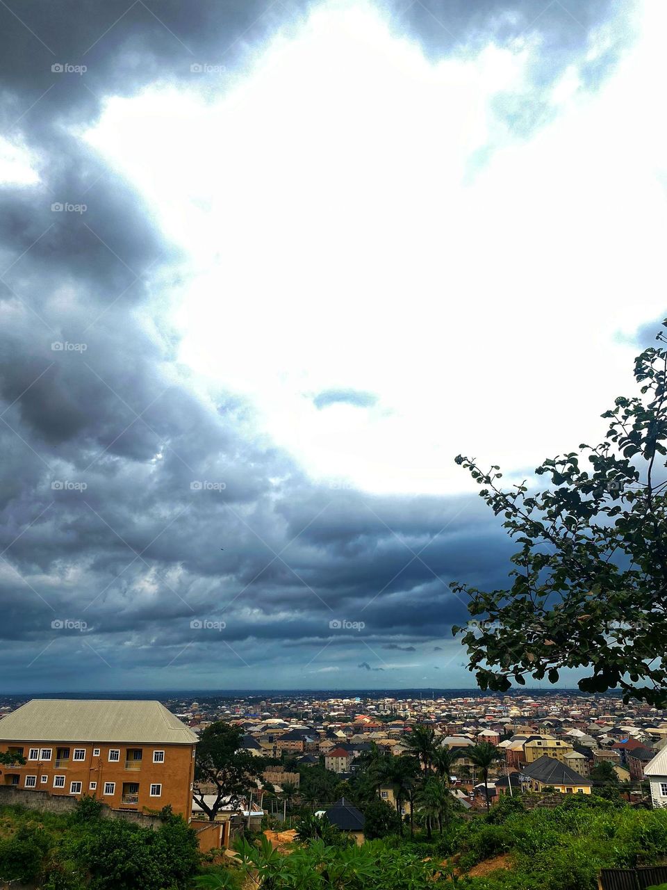 Height, cloud, sky, birds view, rooftops 