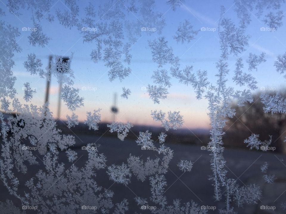 Ice crystals on the glass