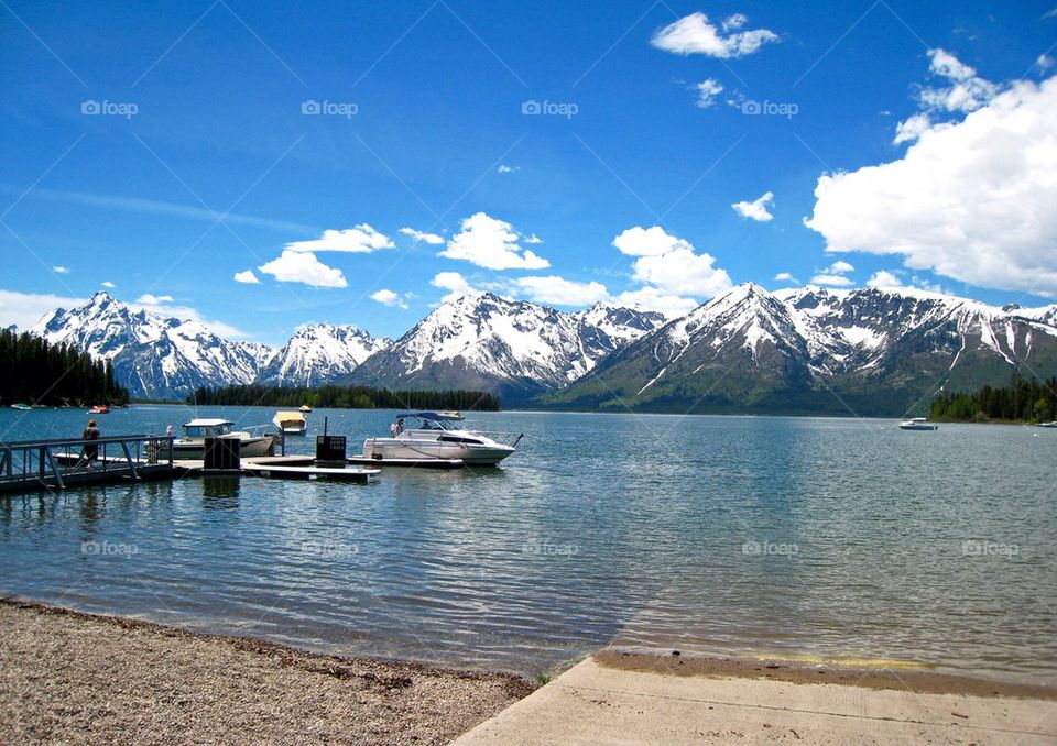 Boat sailing in lake