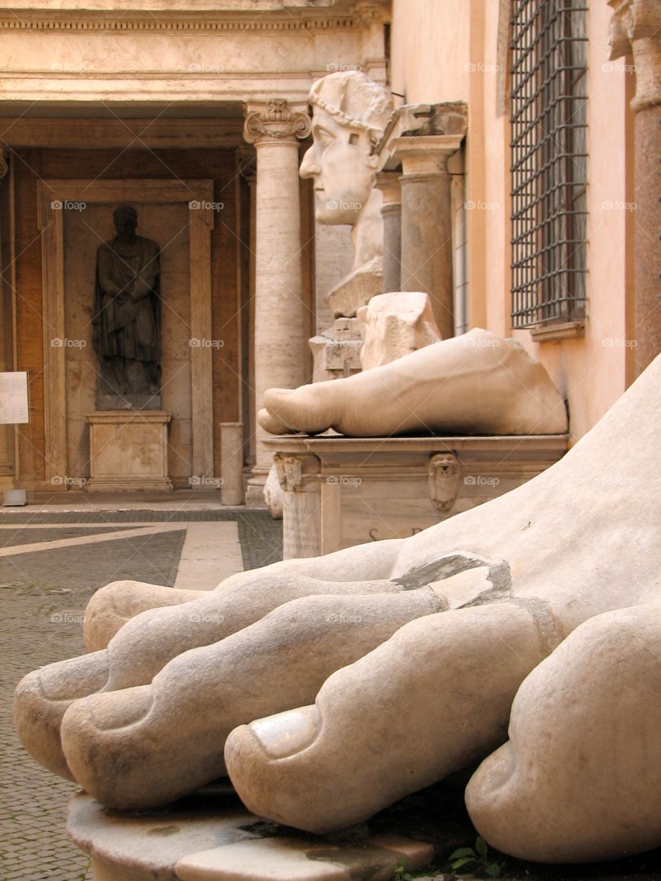 Capitoline Museums, Rome. Parts of the broken statue of Constantine in the Capitoline Museums in Rome, Italy