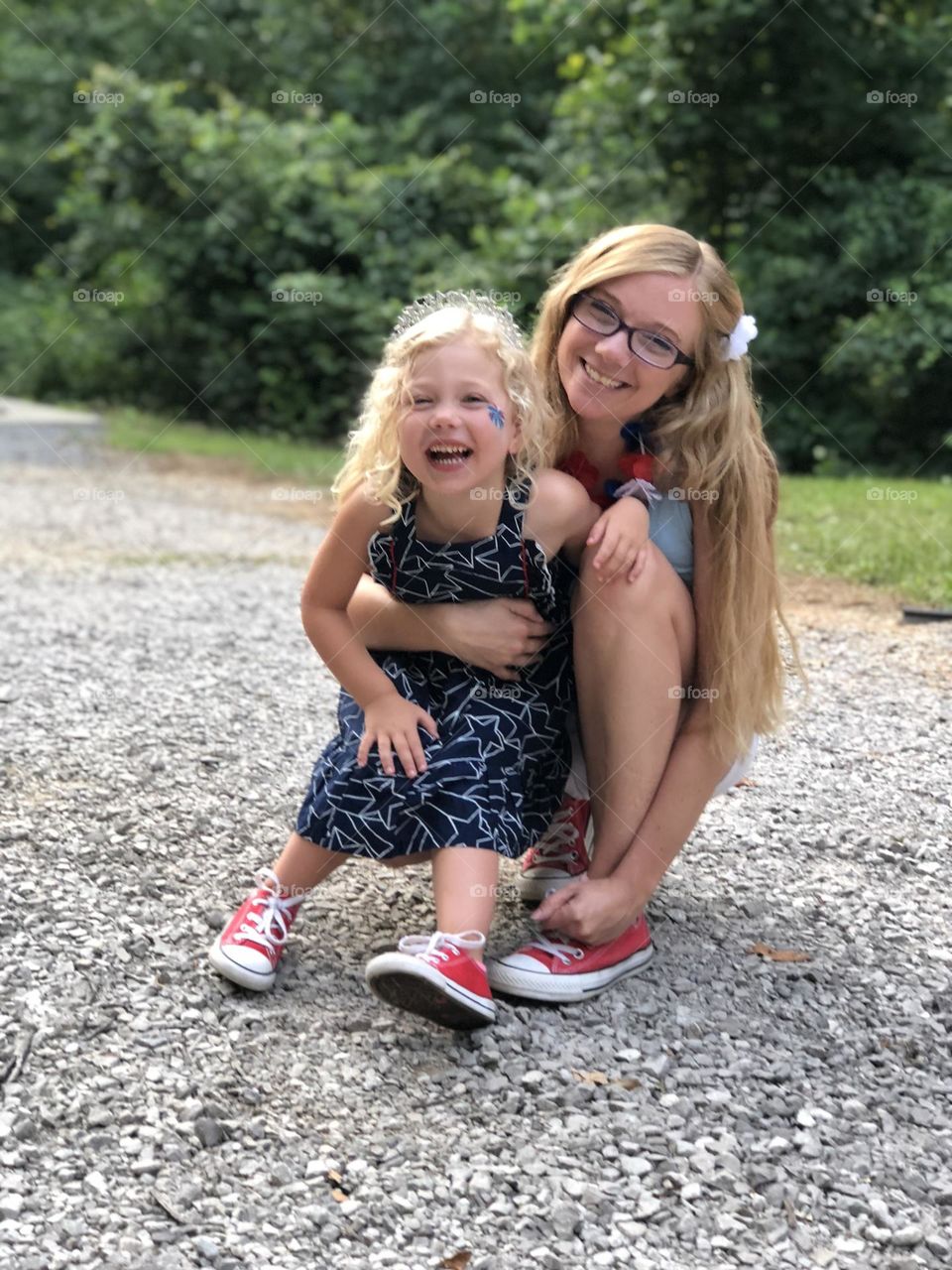 Mother and daughter celebrating the 4th of July 