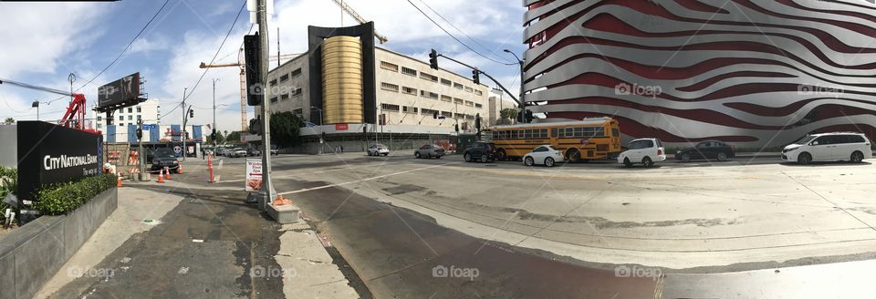 Panoramic view of the sight where Notorious B.I.G was shot in LA.