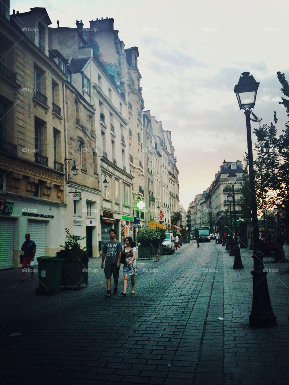 People walking along Rue Saint Antoine in Paris's Le marais district