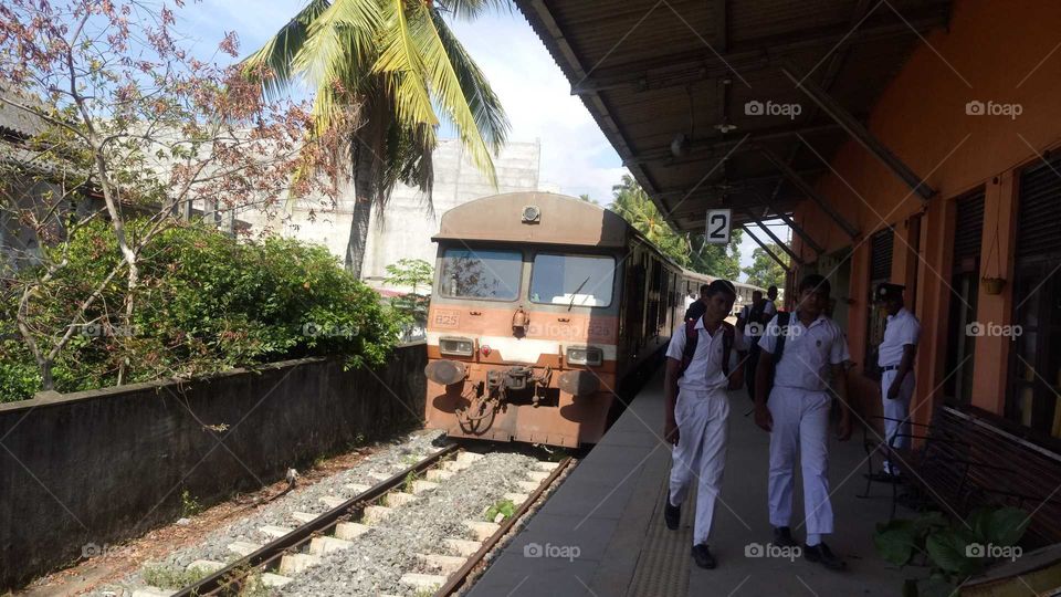 Children return after school by train