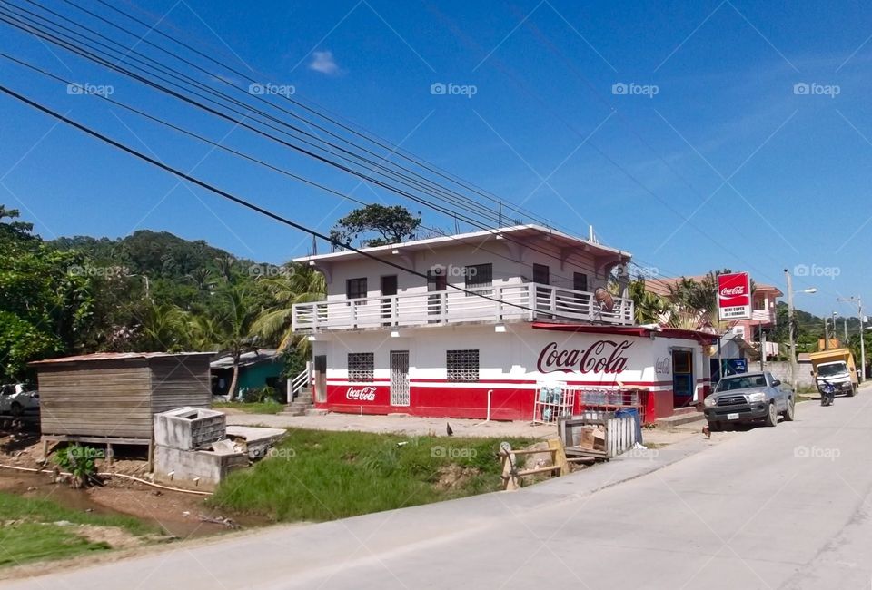 Photo from moving car traveling in Roatan, Honduras