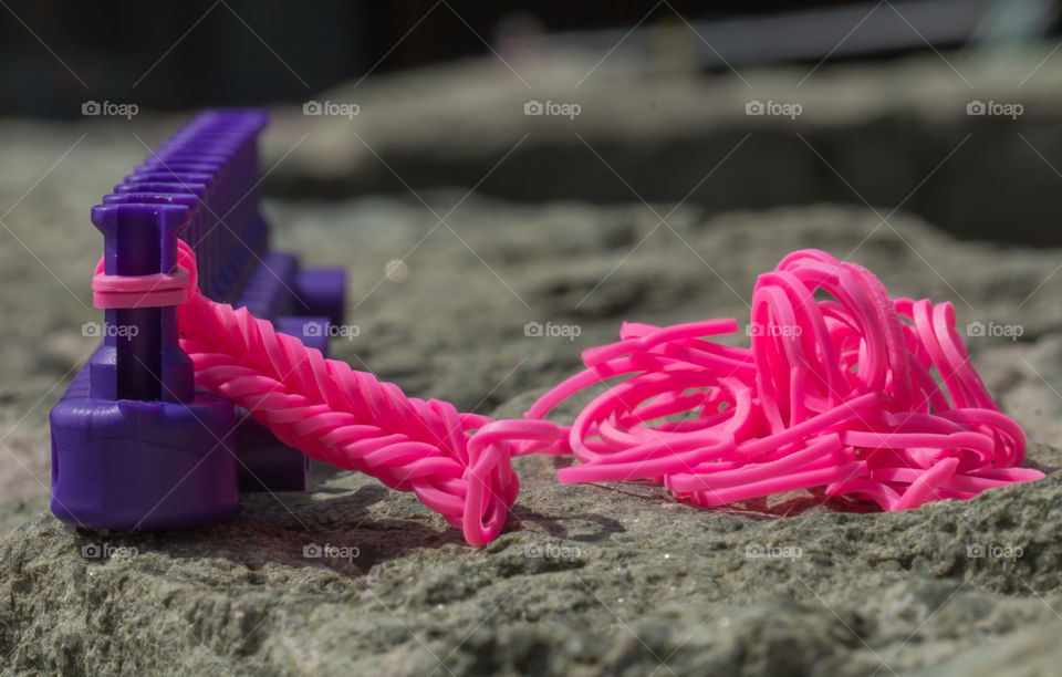 Bracelet made with pink elastic bands