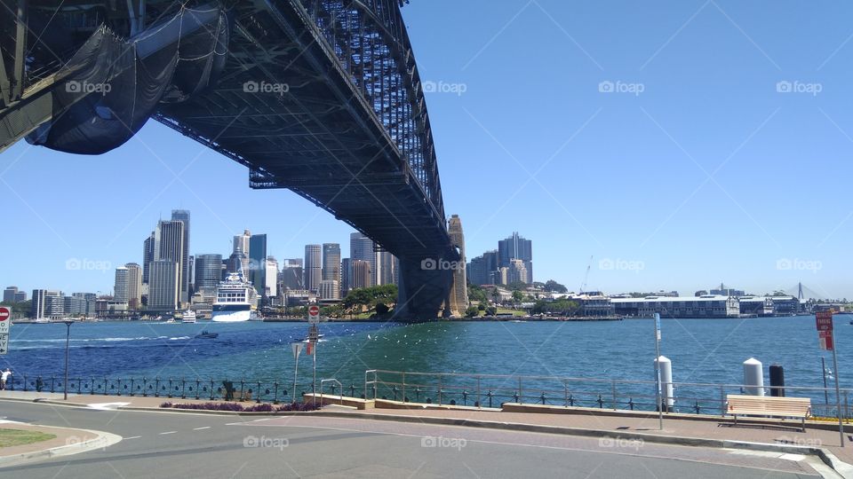 Sydney skyline with harbour bridge