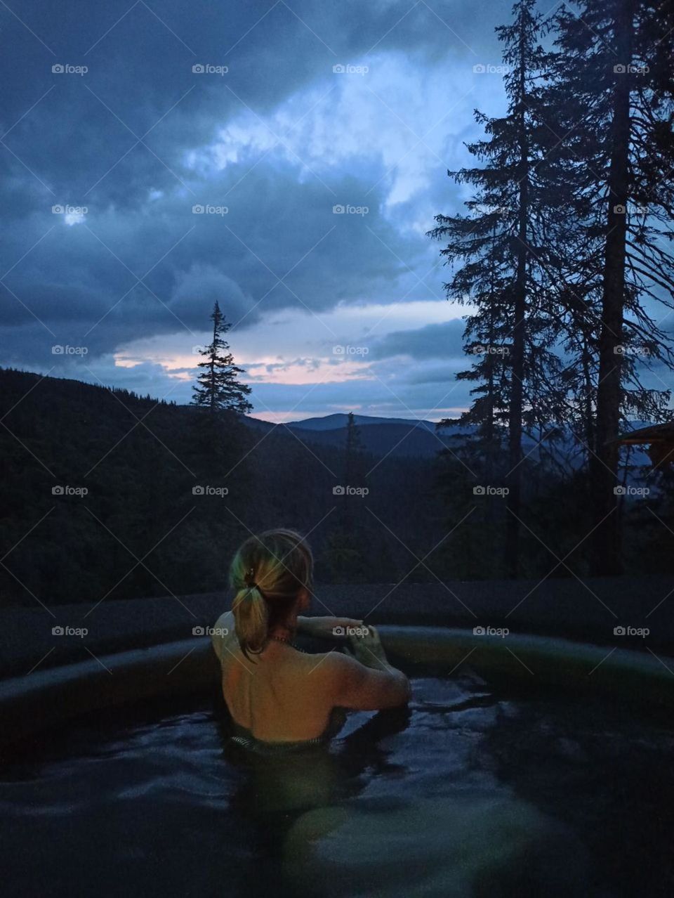 The stillness within . 
girl in meditation. relaxation in a vat