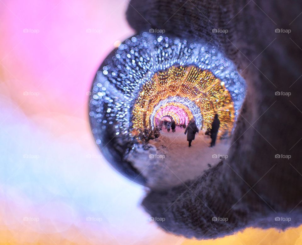 light decorations in a glass ball