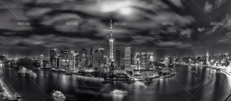 china skyline black and white shanghai by paulcowell