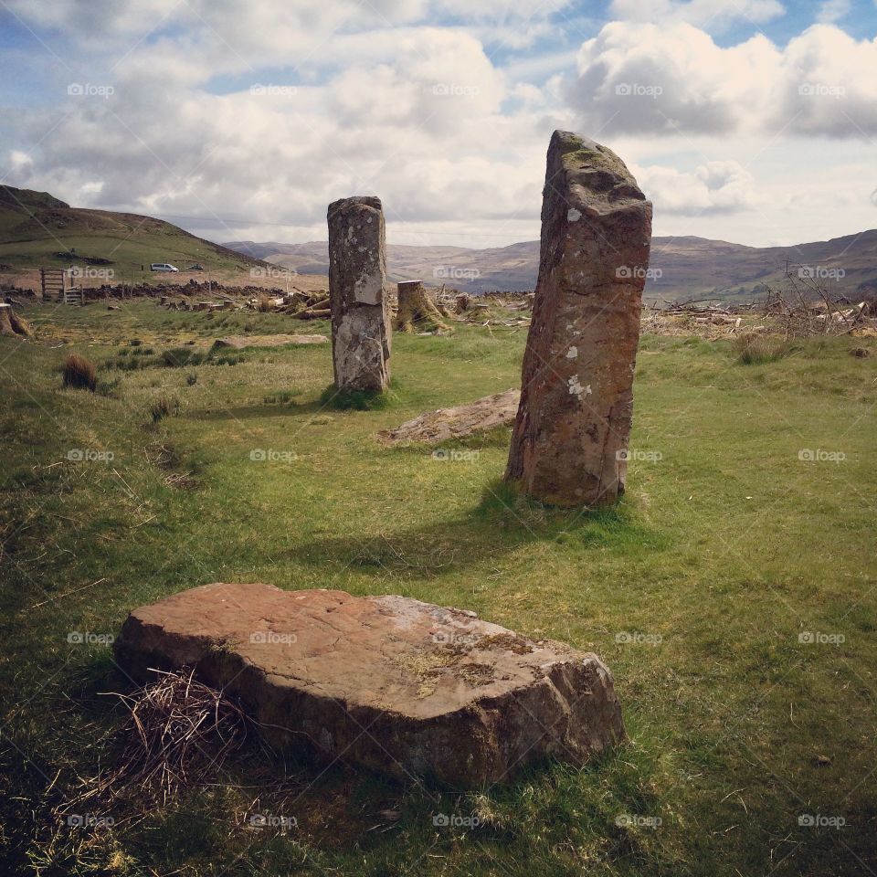 Standing Stones on the island of Mull in the Scottish Highlands