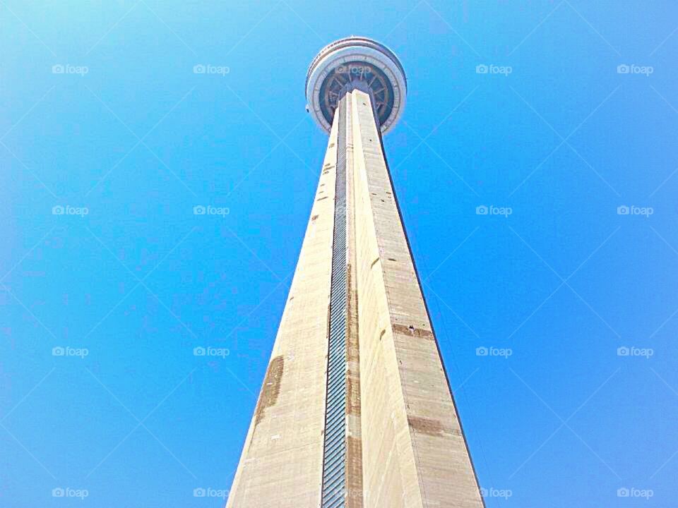 Looking up- CN tower in Toronto Canada