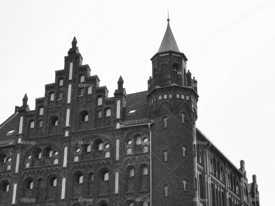 Facade of brick house in Stralsund