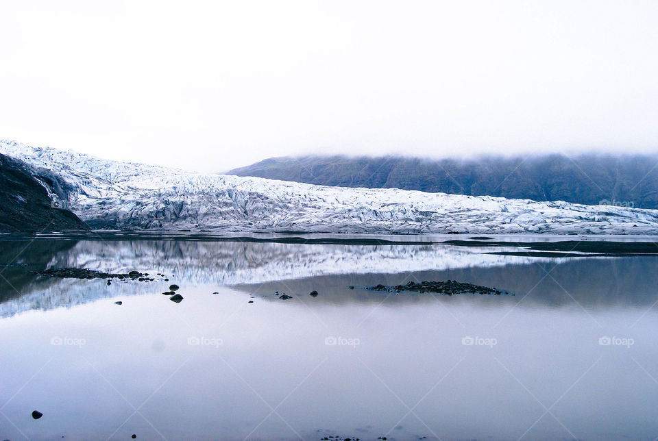 Glacier on lake