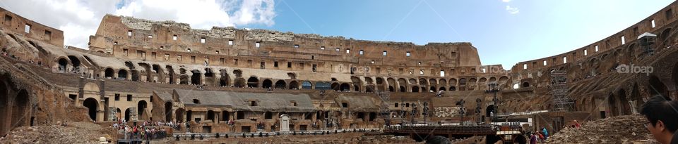 Inside the Colloseo in Rome Italy