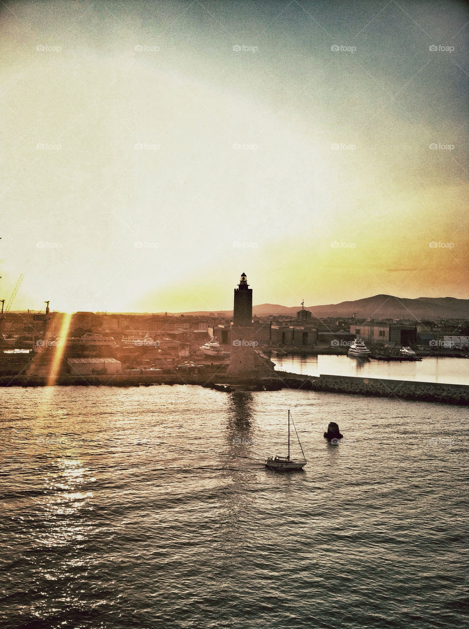 italy sunrise port lighthouse by amdoran