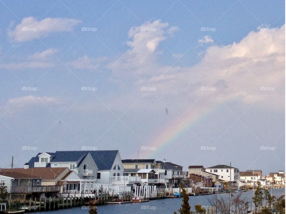 Rainbow over lagoon