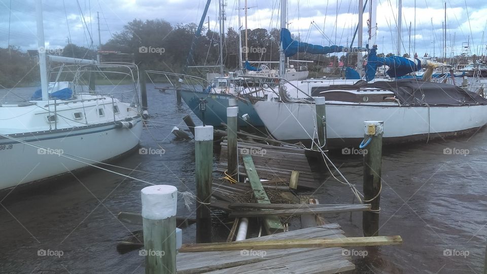 damaged sailboat