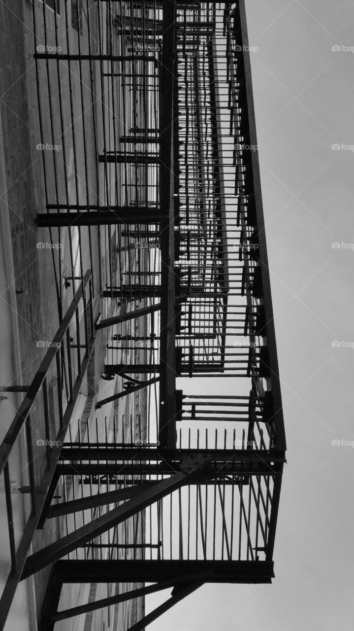 going up . fire escapes