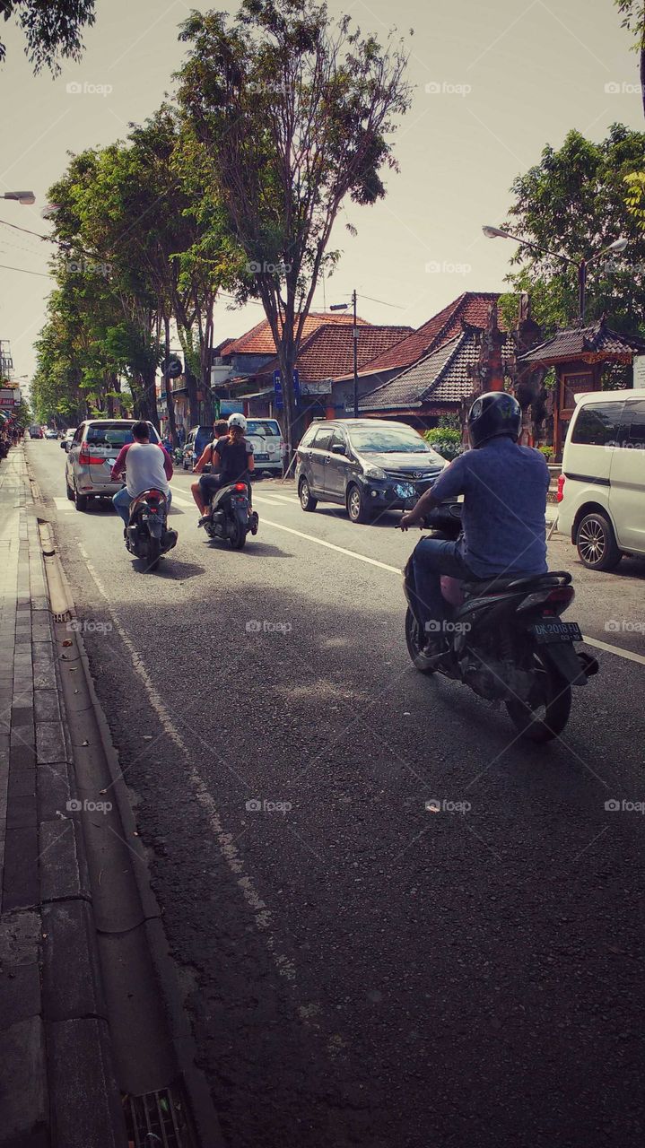 My Summer Trip to bali, Indonesia - Busy street on a sunny day