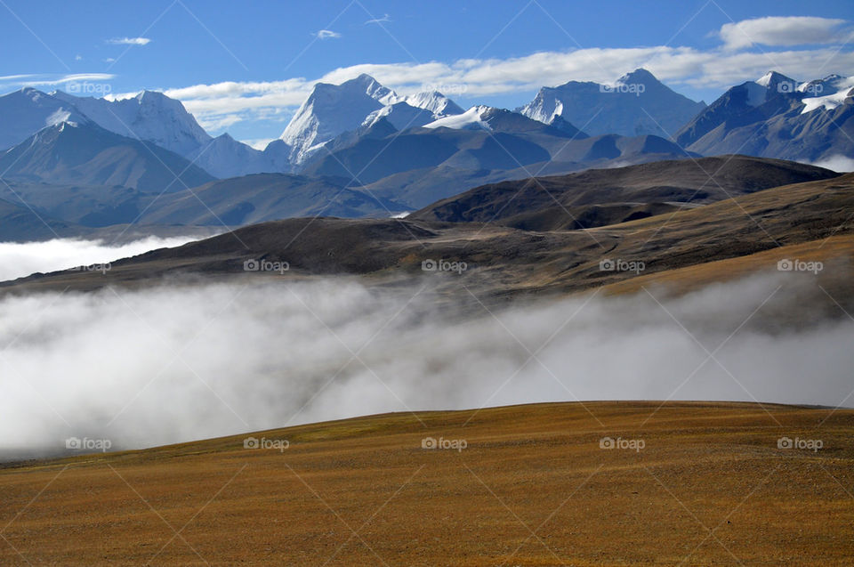 Scenic view of mountains during winter