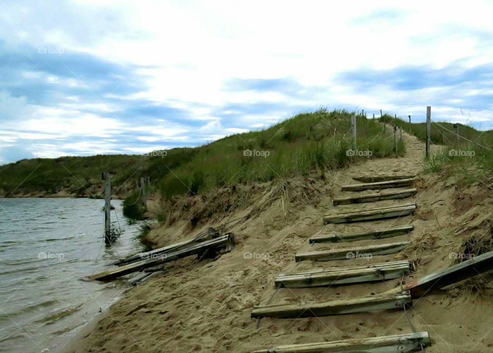 A sandy wet walk over the hills to the big waters of Lake Michigan