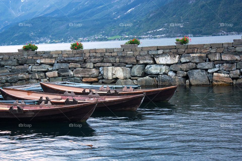 Canoes tied up at the dock 