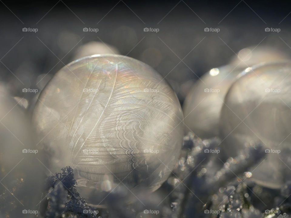 Frozen soap bubbles