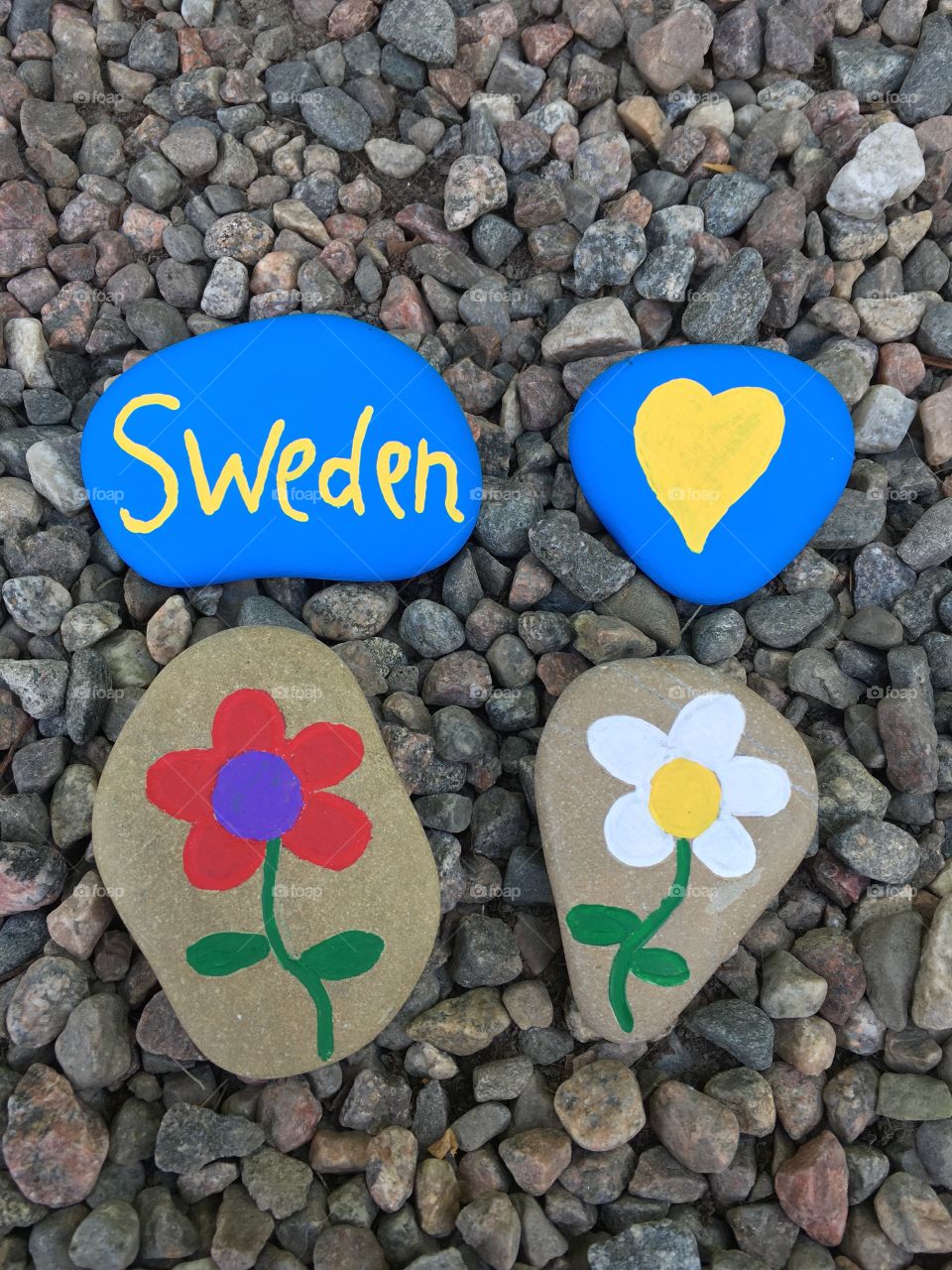 Love Sweden, stones art composition 